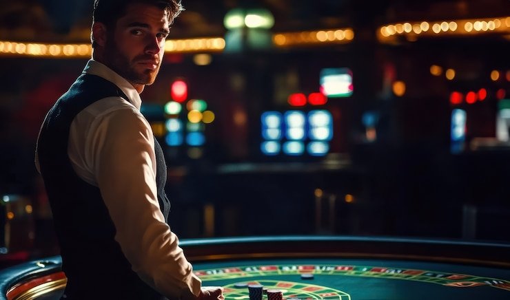 Live roulette table with multi-camera feed and betting interface